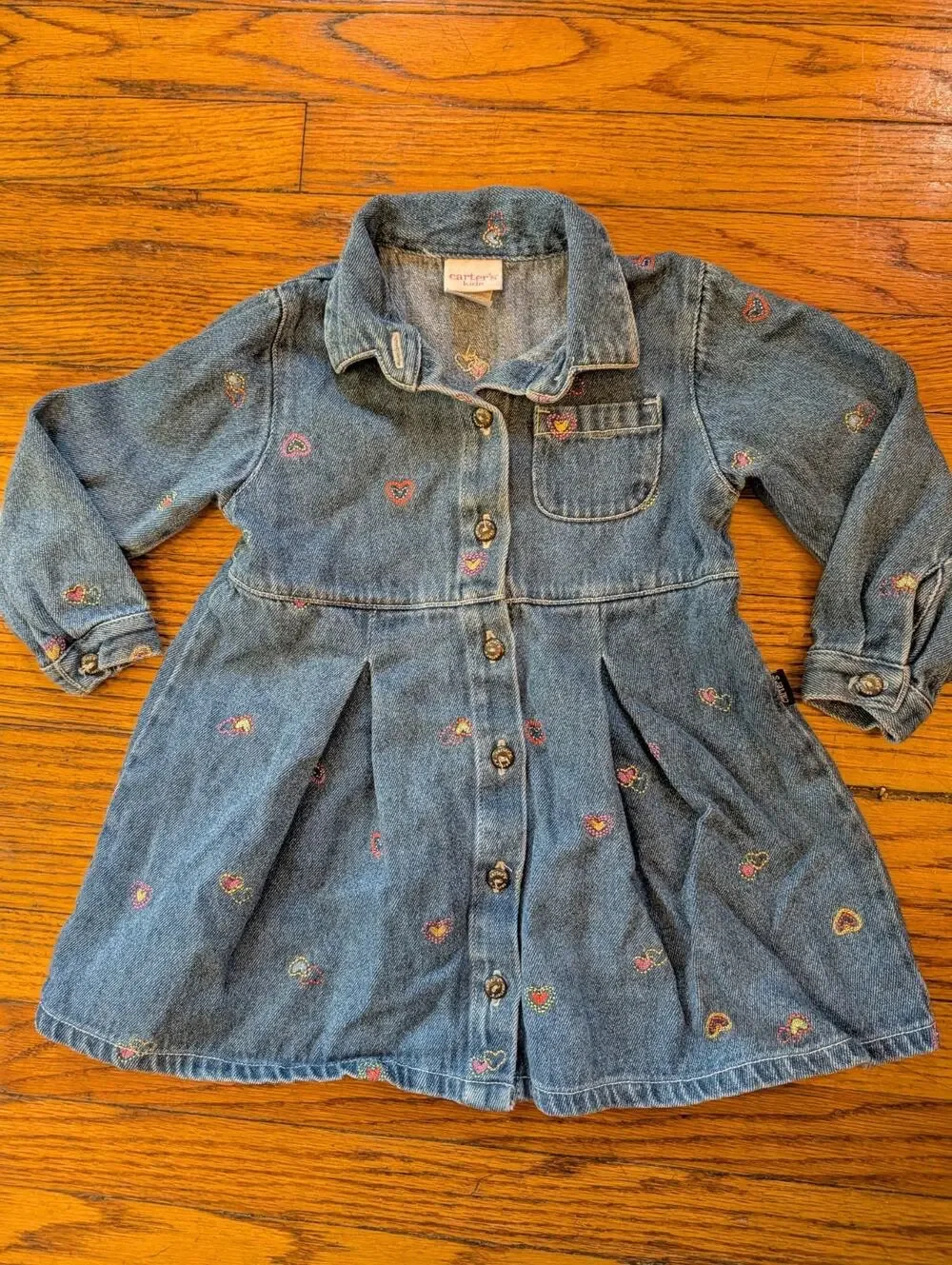 Vintage Carters Jean Dress Toddler Girls 3T Hearts